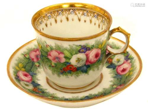 IMPERIAL RUSSIAN PORCELAIN CUP AND SAUCER, 19TH C.