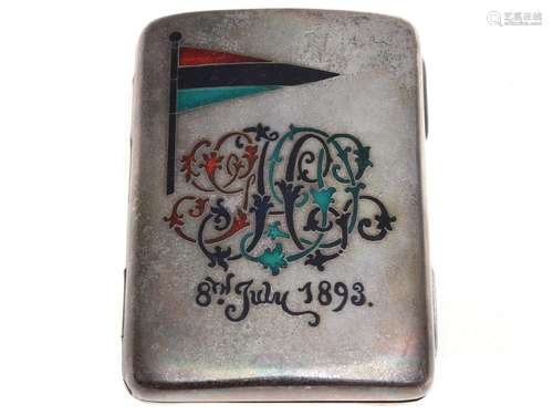 BIRKS STERLING SILVER ENAMEL CIGARETTE CASE, 1893