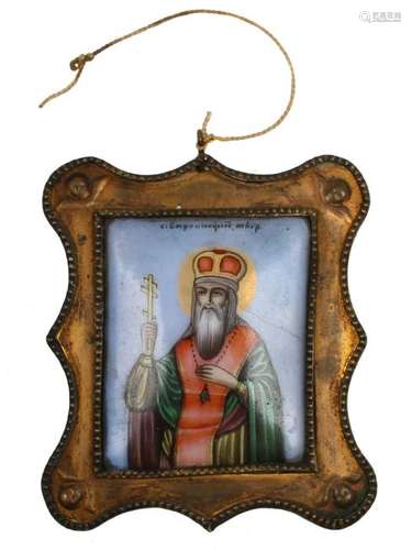 RUSSIAN ENAMEL ICON BARSANUPHIUS OF PALESTINE