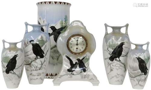 (6) Piece clock mantle set ca. 1900.