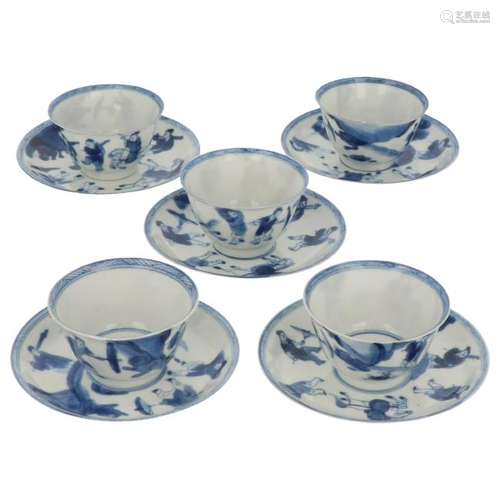 (5x) Cup and saucers.