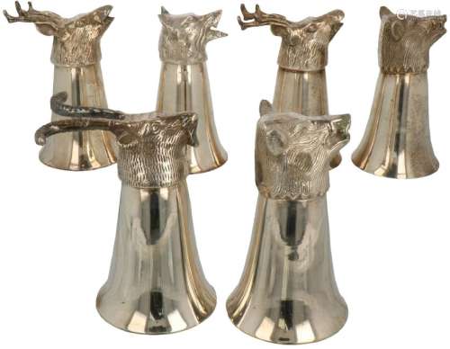 (6x) Silver plated hunting cups.