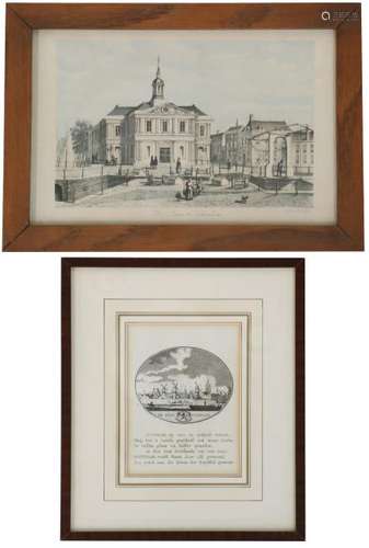 (2x) engravings of Schiedam.