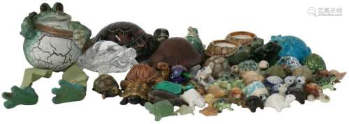 Collection of turtles and frogs.