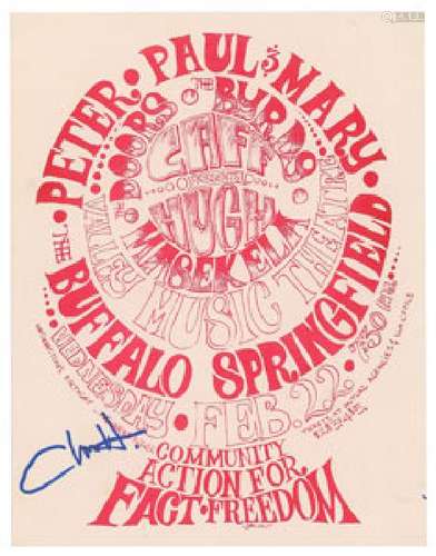 Chris Hillman Signed 1967 Doors and Byrds Handbill