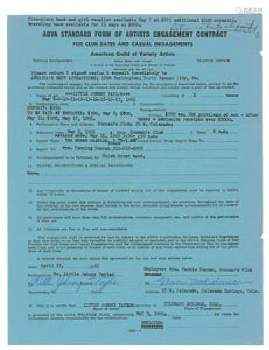 Little Johnny Taylor Signed Document