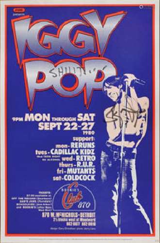 Iggy Pop Signed 1988 ArtRock Poster