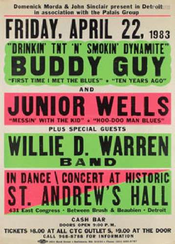 Buddy Guy and Junior Wells 1983 Detroit Concert Poster