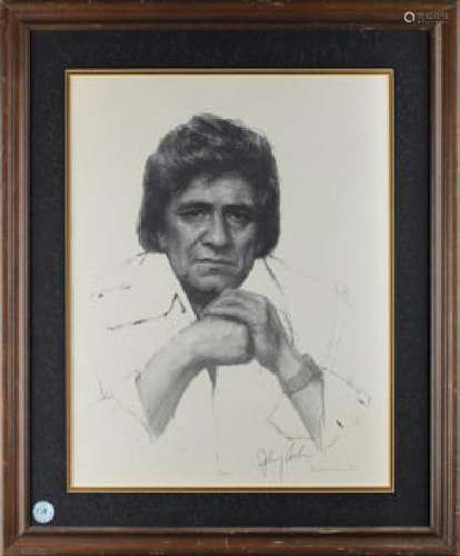 Johnny Cash's Personally-Owned Signed Lithograph by