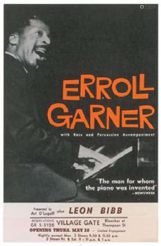 Erroll Garner 1965 Village Gate Handbill