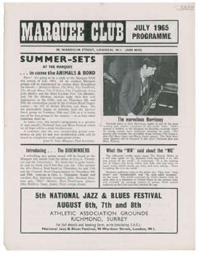 The Who Marquee Club July 1965 Program