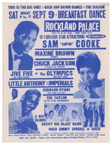 Sam Cooke 1961 Rockland Palace Handbill