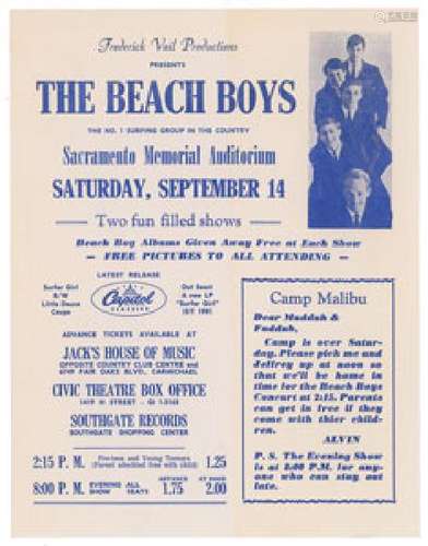 The Beach Boys 1963 Sacramento Handbill