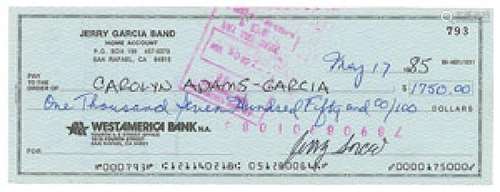 Jerry Garcia Signed Check