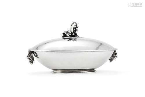 Georg Jensen, a Danish silver Grape pattern vegetable dish and cover