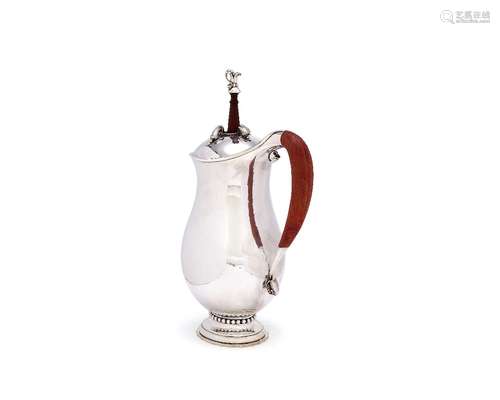 ϒ Georg Jensen, a Danish silver baluster chocolate pot or pitcher