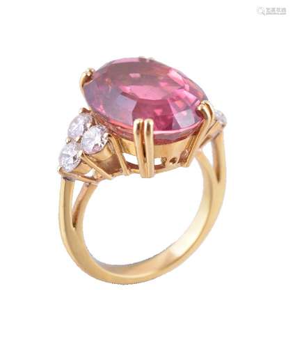 A pink tourmaline and diamond dress ring