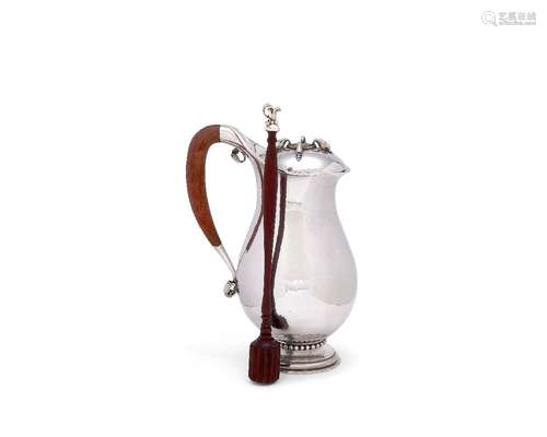 ϒ Georg Jensen, a Danish silver baluster chocolate pot or pitcher