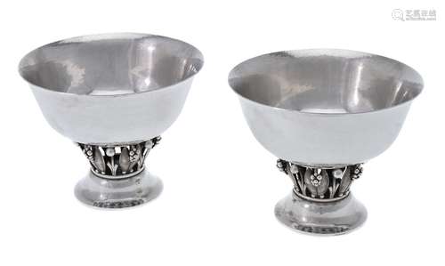 Georg Jensen, a pair Danish silver pedestal bowls