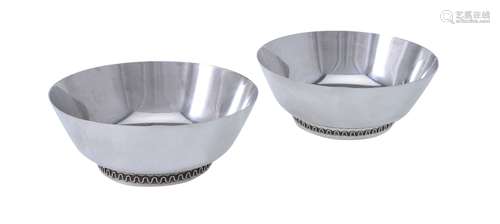 Georg Jensen, a pair of Danish silver bowls