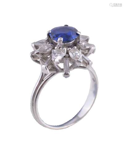 A 1970s sapphire and diamond cluster ring