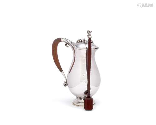 ϒ Georg Jensen, a Danish silver baluster chocolate pot or pitcher