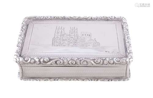 A William IV silver rectangular snuff box by Nathaniel Mills