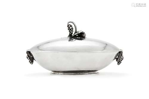 Georg Jensen, a Danish silver Grape pattern vegetable dish and cover