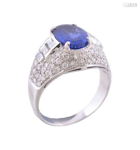 A sapphire and diamond dress ring