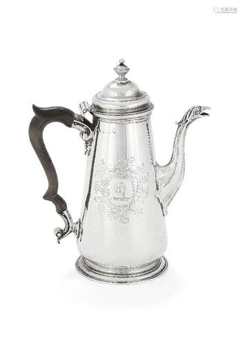 A late George II silver straight-tapered coffee pot