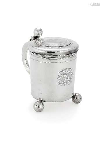 An early 18th century German silver straight-sided tankard by Johann Wilhelm Heumann