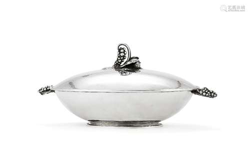 Georg Jensen, a Danish silver Grape pattern vegetable dish and cover