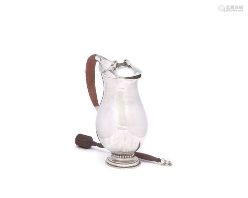 ϒ Georg Jensen, a Danish silver baluster chocolate pot or pitcher