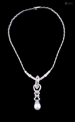 A diamond and South Sea cultured pearl necklace