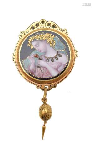 An 19th century gem set enamelled brooch
