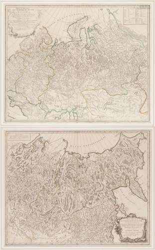 2 cartes encadrées de la Grande Russie ou: 1) Partie Occidentale de l'Empire de [...]