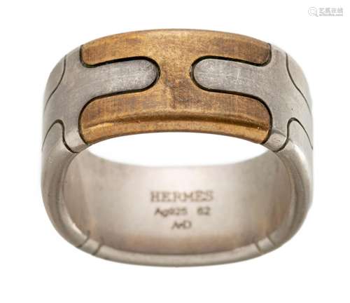 Hermès, bague pour homme en argent .925 et bronze. T. 29 Poids : 19 g [...]