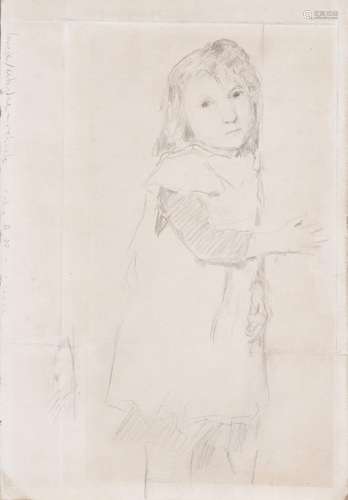 Albert Anker (1831-1910), croquis d'une fillette. Crayon, ns. 36x23 cm. Condition: [...]