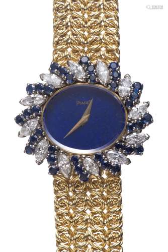 Montre bijou Piaget mécanique à cadran à pétales de diamants et saphirs et [...]