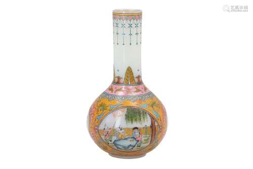 A polychrome Peking glass porcelain vase, decorated with playing children, Fu and Shou signs,