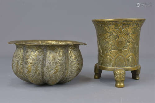 A Chinese early 20th century polished bronze cense