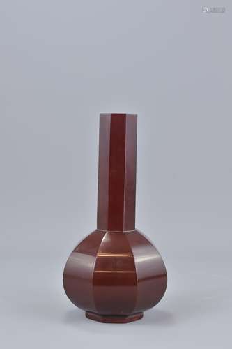 A Chinese Ching Dynasty ruby red glass vase. 19 cm