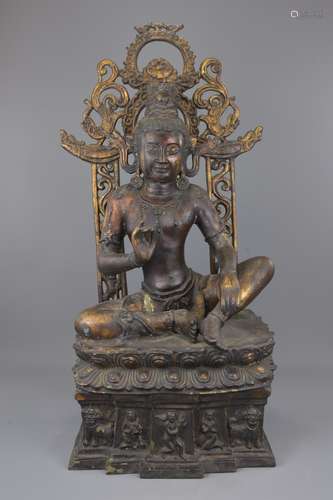 A 19th century Tibetan bronze statue of Bodhisattv