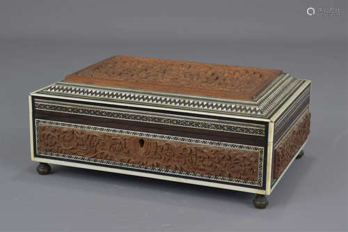 An Indian 19th century sandalwood box inlaid with