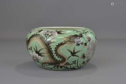 A Chinese 19th century turquoise green glazed porc