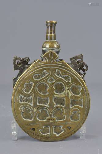 An Eastern 19th century bronze powder flask. 17cm