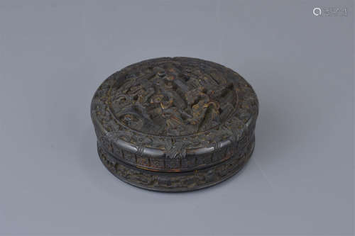 A 19th century Chinese carved tortoise shell ink b