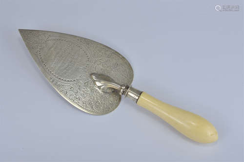 An English antique silver presentation trowel date