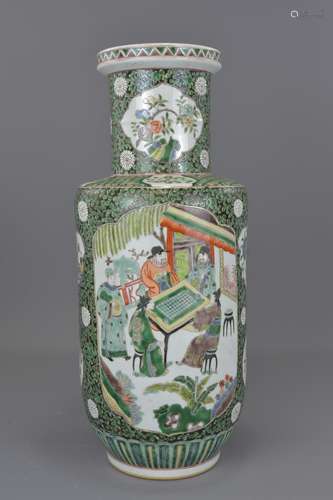 A large Chinese 19th century porcelain famille ver