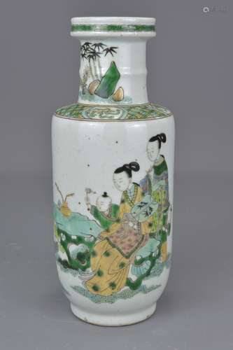 A Chinese 19th century famille verte porcelain vas